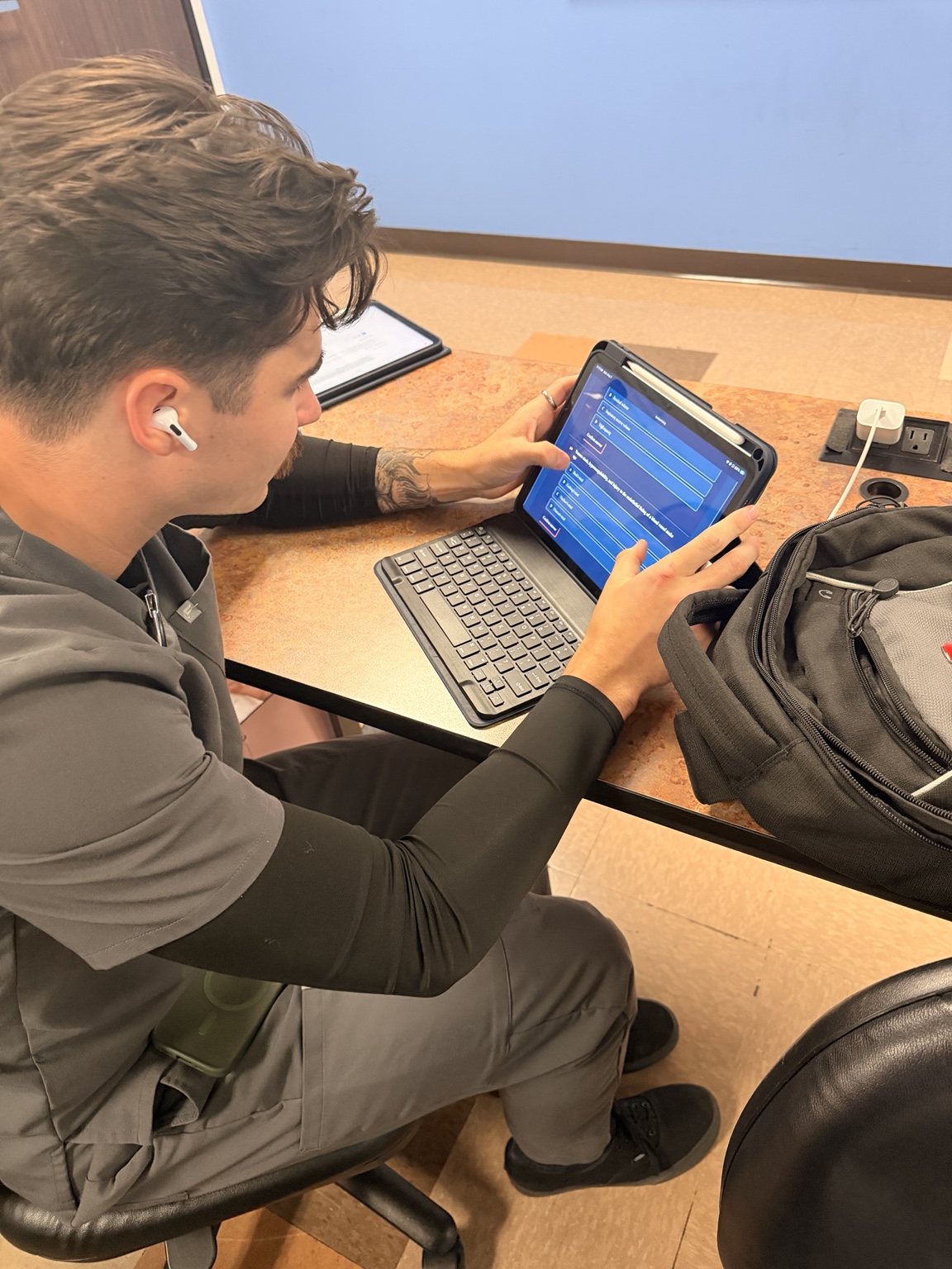 Dylan studying with HorizonRT on a tablet
